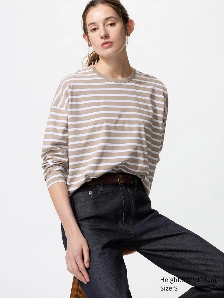 AIRism Cotton T-Shirt | Long Sleeve Striped