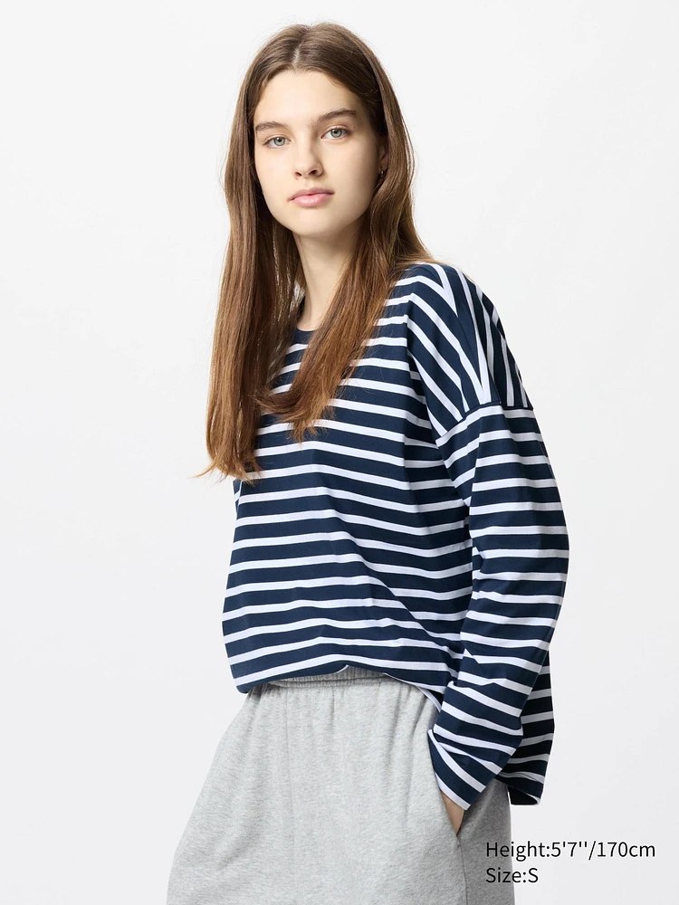 AIRism Cotton T-Shirt | Long Sleeve Striped