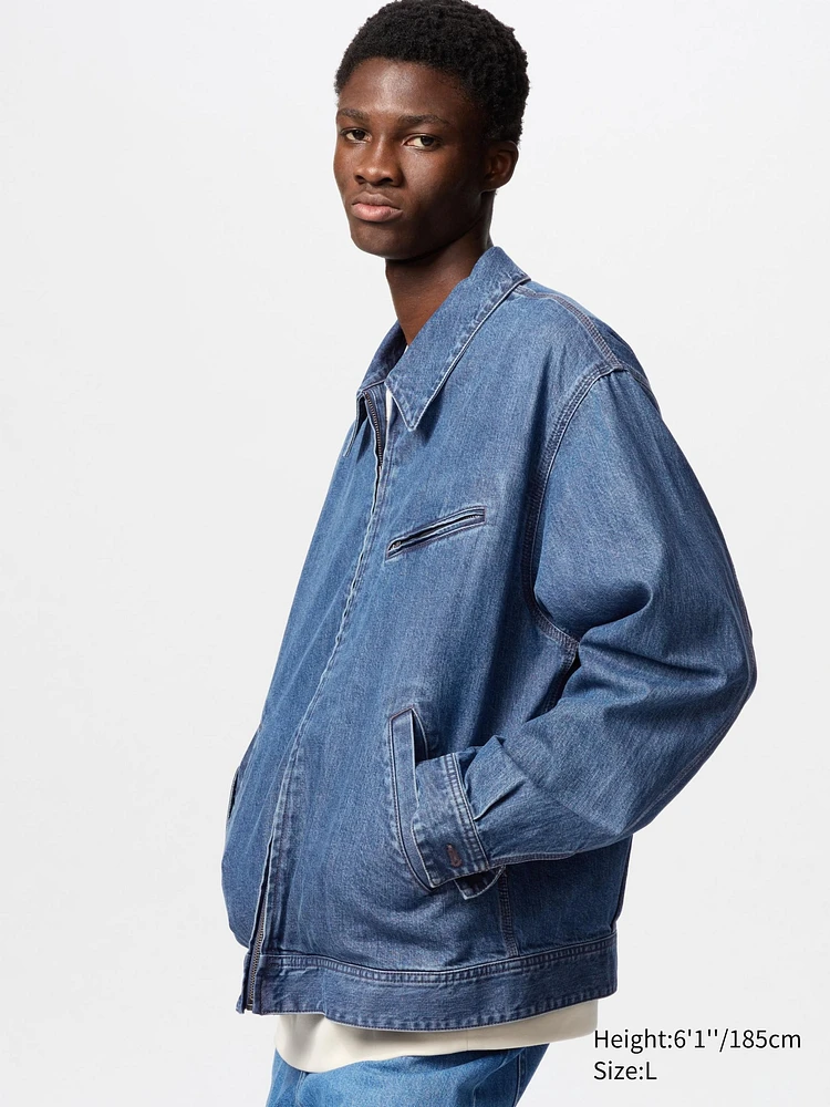 Zip-Up Blouson Jacket | Denim