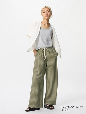 Linen Blend Easy Pants | Striped