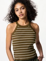 Halter Neck Bra Top | Striped