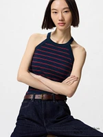 Halter Neck Bra Top | Striped