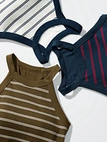 Halter Neck Bra Top | Striped
