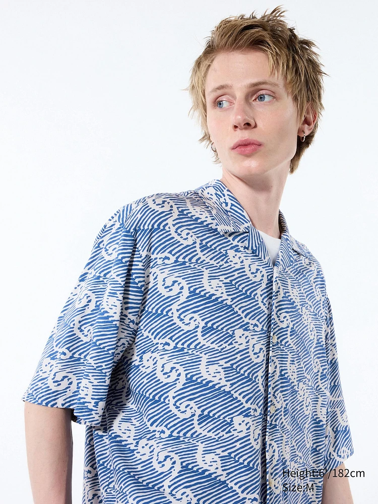 Unsodo Open Collar Shirt | Short Sleeve | Printed