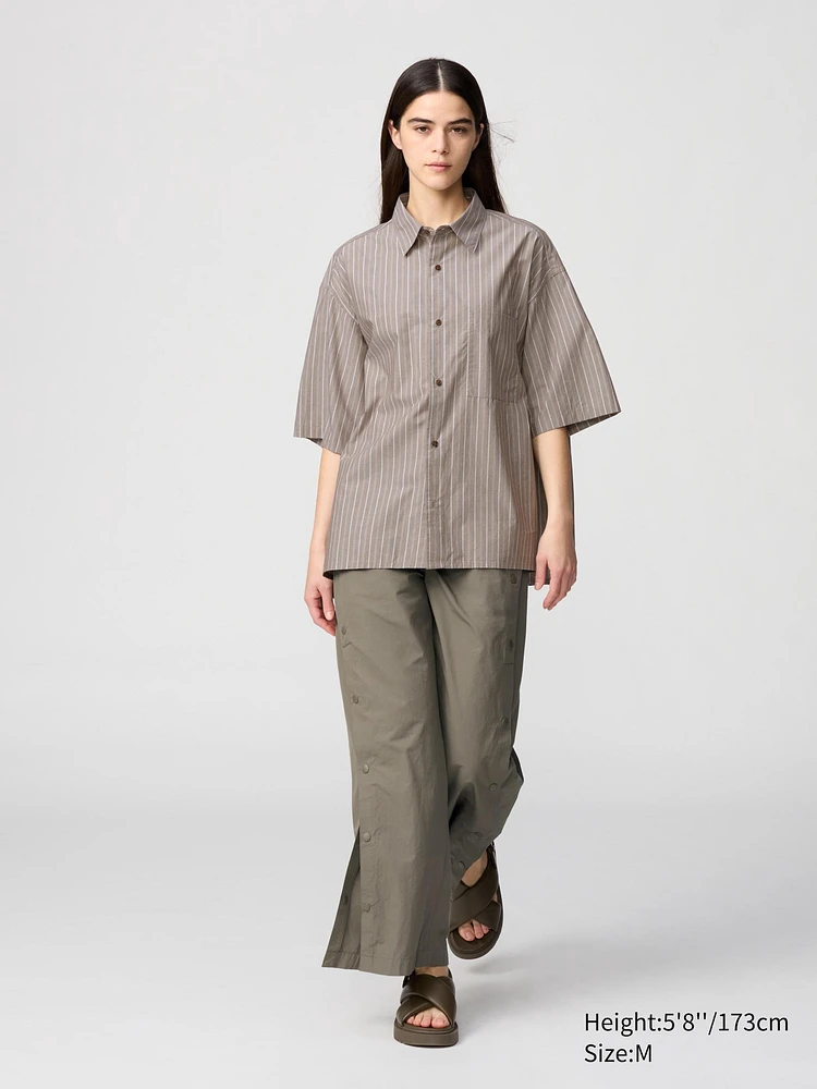 Broadcloth Oversized Short Shirt | Striped
