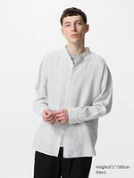 Premium Linen Shirt | Stand Collar Striped