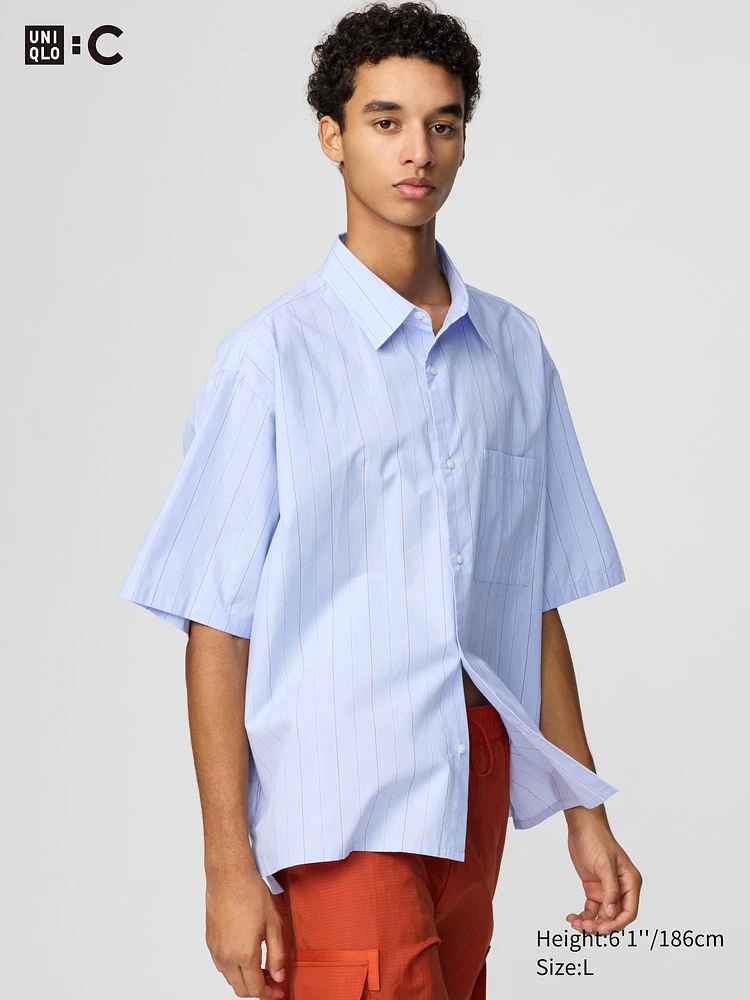 Broadcloth Oversized Short Shirt | Striped