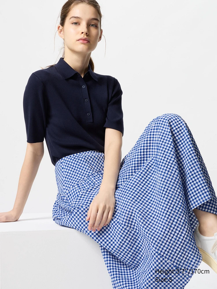 Seersucker Volume Skirt | Gingham