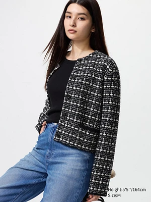 Knitted Short Jacket | Printed