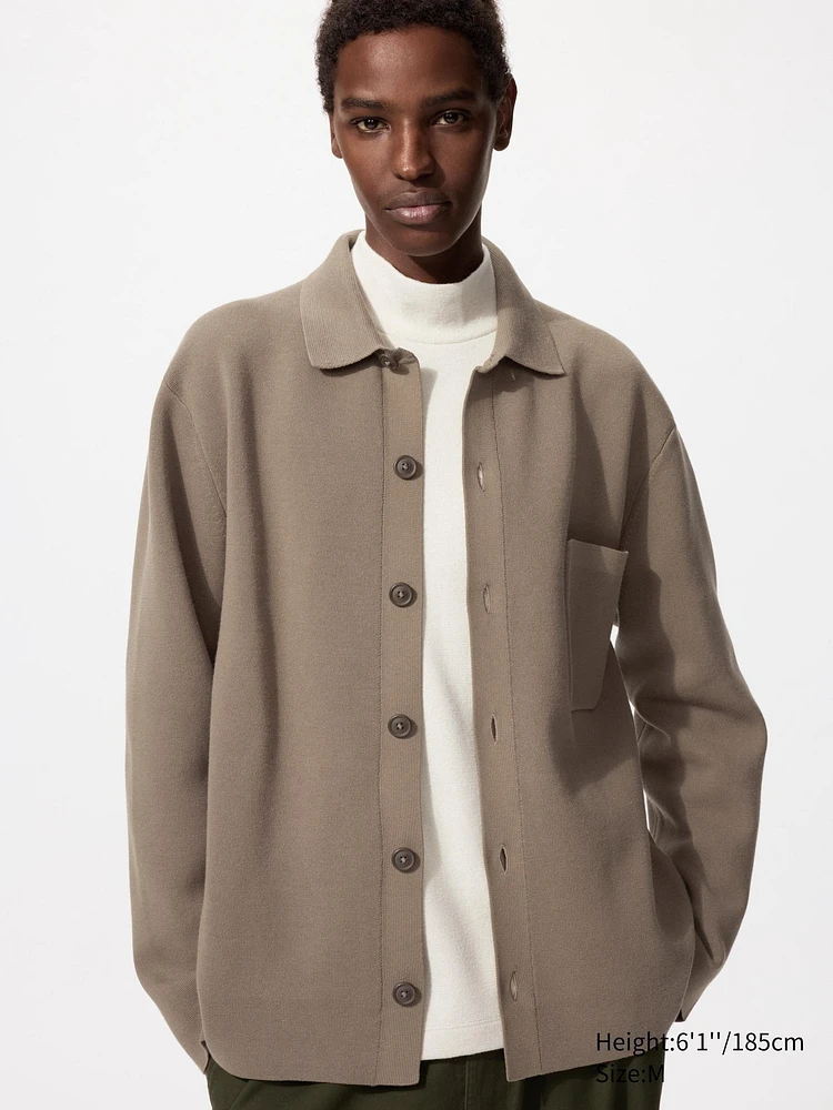Milano Ribbed Shirt Collar Cardigan