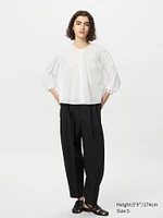 Cotton Sheer Blouse | 3/4 Sleeve