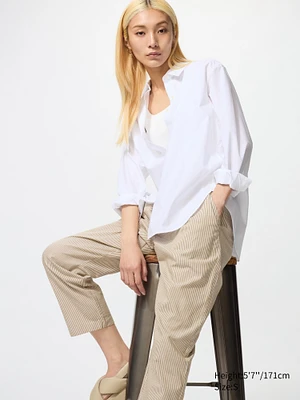 Cotton Relaxed Ankle Pants | Hickory Striped