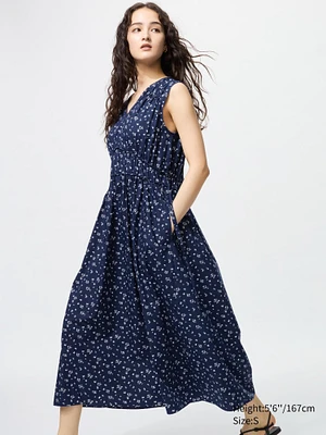 Cotton Gathered Dress | Printed