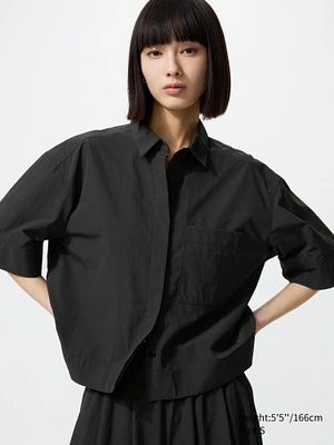 Nylon Boxy Short Shirt | Half Sleeve