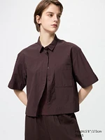 Nylon Boxy Short Shirt | Half Sleeve