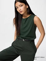 Crepe Jersey Boat Neck Sleeveless T-Shirt