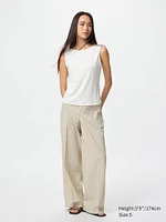 Crepe Jersey Boat Neck Sleeveless T-Shirt
