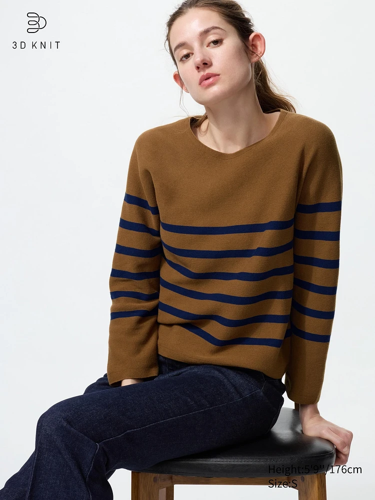 3D Knit Cotton Sweater | Striped