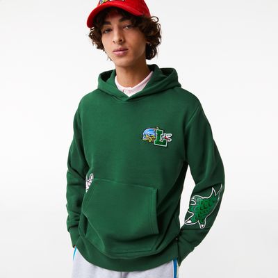 Sweatshirt à capuche homme Lacoste Holiday avec imprimés effet BD Taille Vert