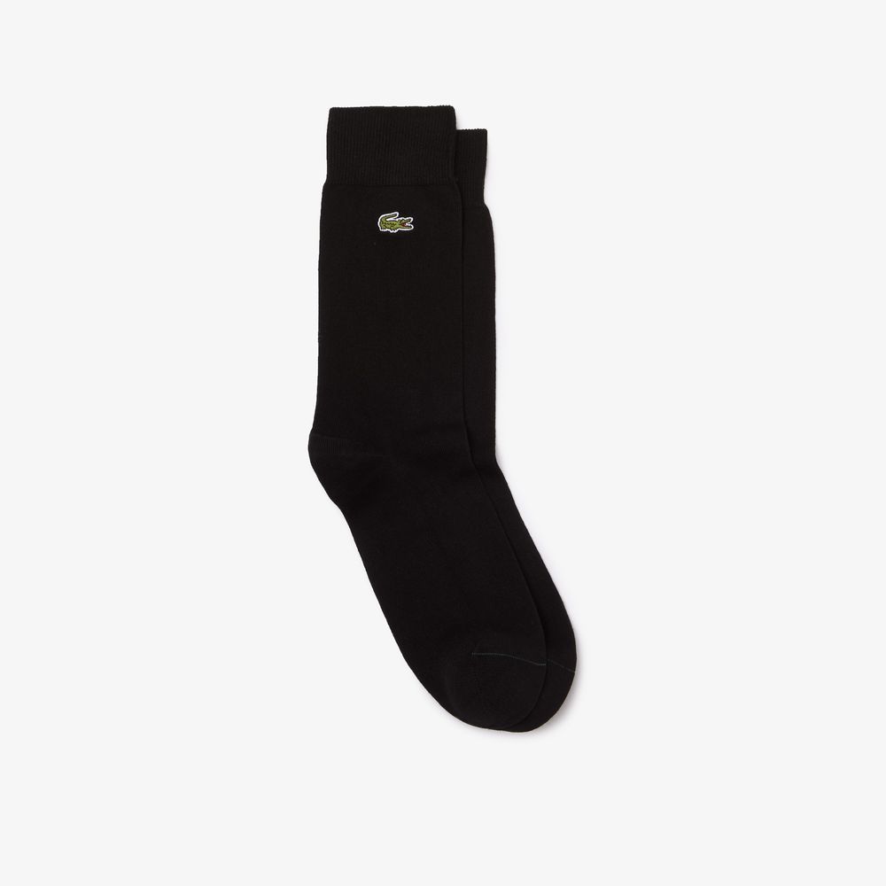 Lacoste Chaussettes montantes unisexes en coton biologique chiné uni Taille / Noir