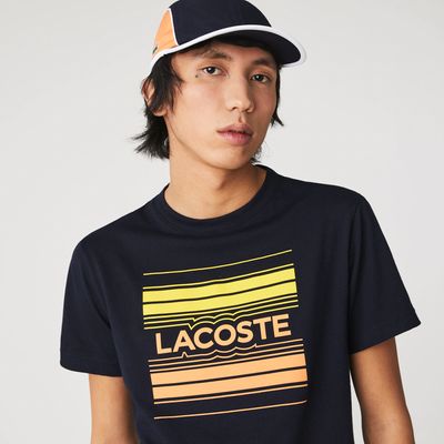 T-shirt Lacoste Sport en coton biologique avec imprimé logo stylisé Taille Bleu Marine
