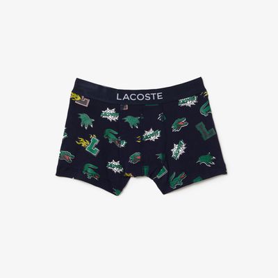 Boxer court garçon Lacoste Holiday en coton biologique Taille ans Bleu Marine/blanc