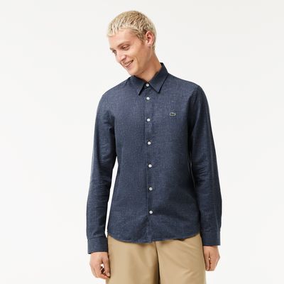 Lacoste Chemise slim fit en chambray de coton Taille Bleu Marine/blanc