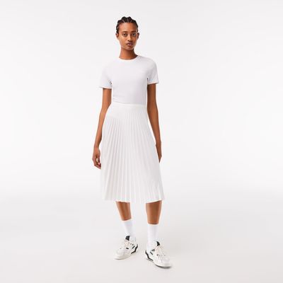 Lacoste Jupe plissée unie fluide à taille élastiquée Taille Blanc