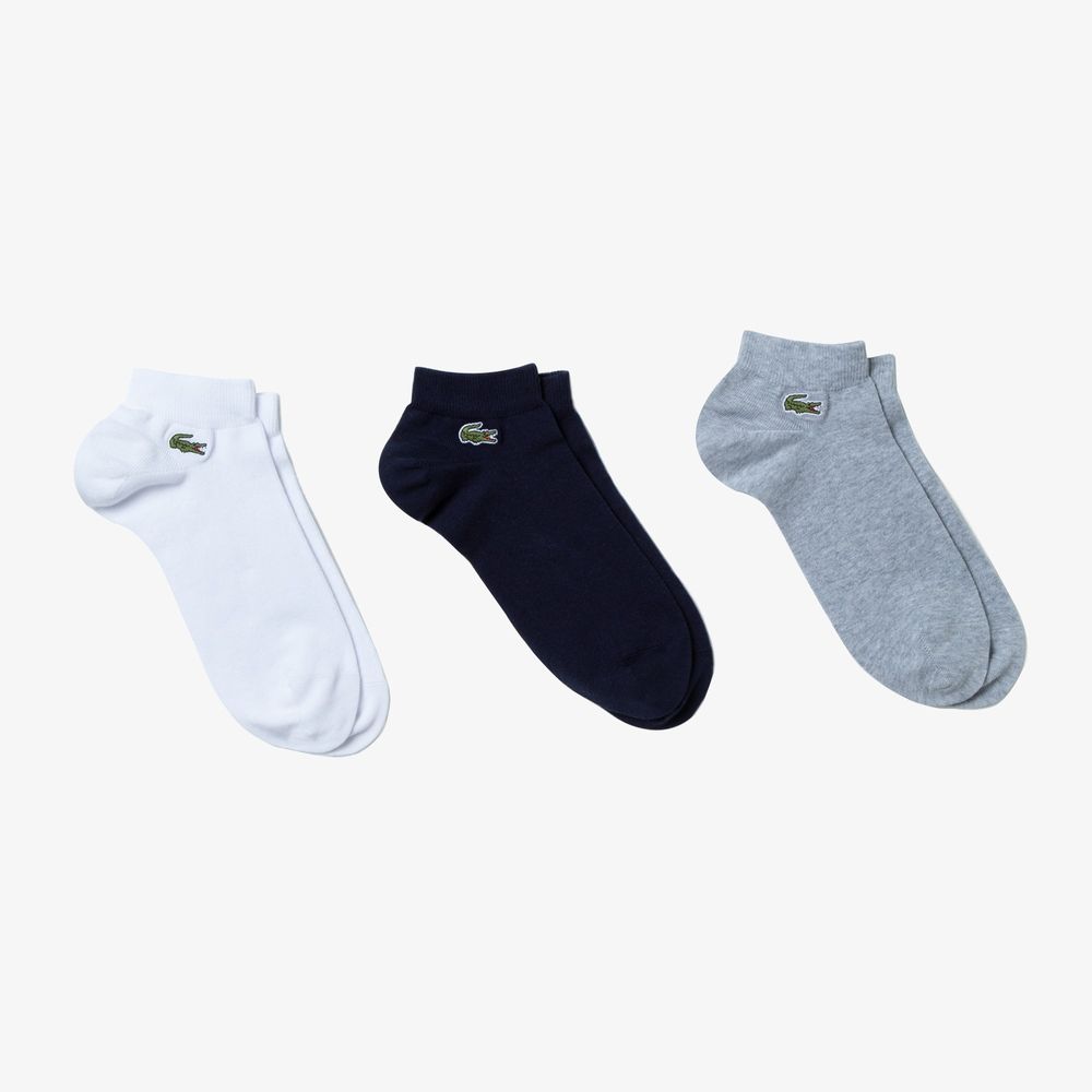 Lot de 3 paires de chaussettes basses Lacoste Sport unies Taille / Gris Chiné/bleu Marine/blanc