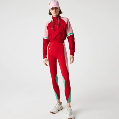 Legging taille haute Lacoste Sport bi-matière color-block Taille Rouge/rose/vert