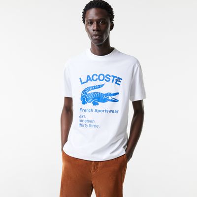 T-shirt homme Lacoste relaxed fit avec crocodile Taille Blanc
