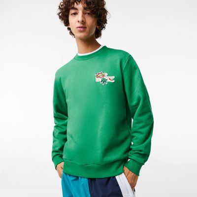 Sweatshirt homme Lacoste Holiday avec badge en coton biologique Taille Vert