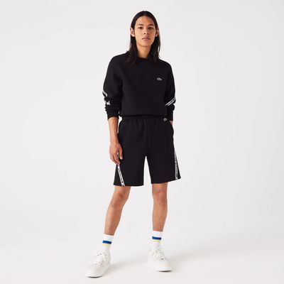 Short homme en molleton gratté avec bandes imprimées Lacoste Taille Noir
