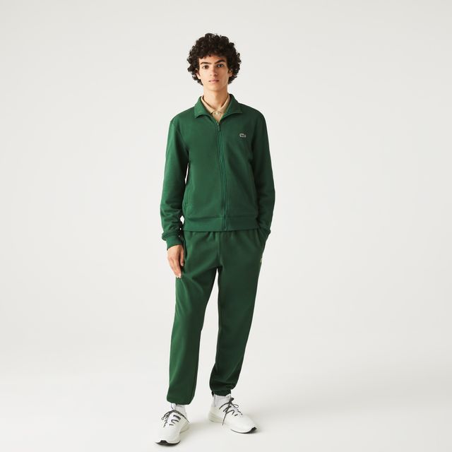 Sweatshirt zippé homme classic fit col montant Lacoste Taille Vert