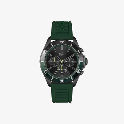 Lacoste Montre chronomètre Tiebreaker noire avec bracelet vert en silicOne Taille Taille unique Noir