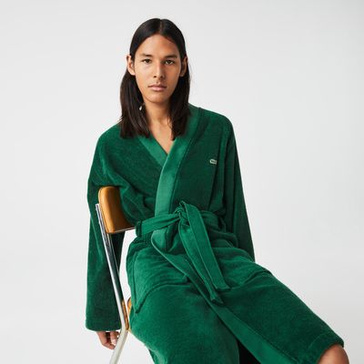 Lacoste Peignoir kimono court L Defilé en éponge de coton Taille Vert