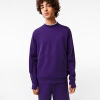 Lacoste Sweatshirt à col rond en coton mélangé avec poche kangourou Taille Violet