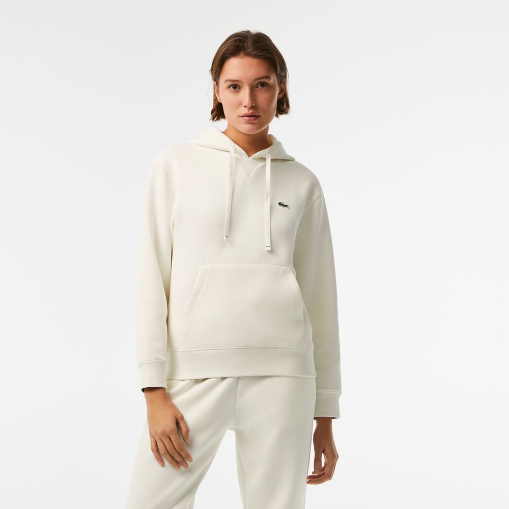 Lacoste Sweatshirt à capuche loose fit en coton mélangé uni Taille Blanc