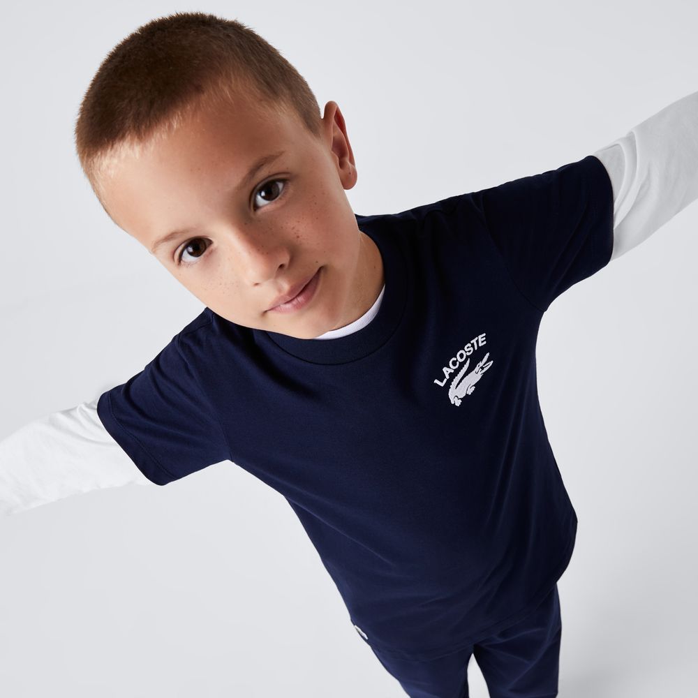 T-shirt garçon Lacoste avec imprimé en jersey de coton Taille ans Bleu Marine