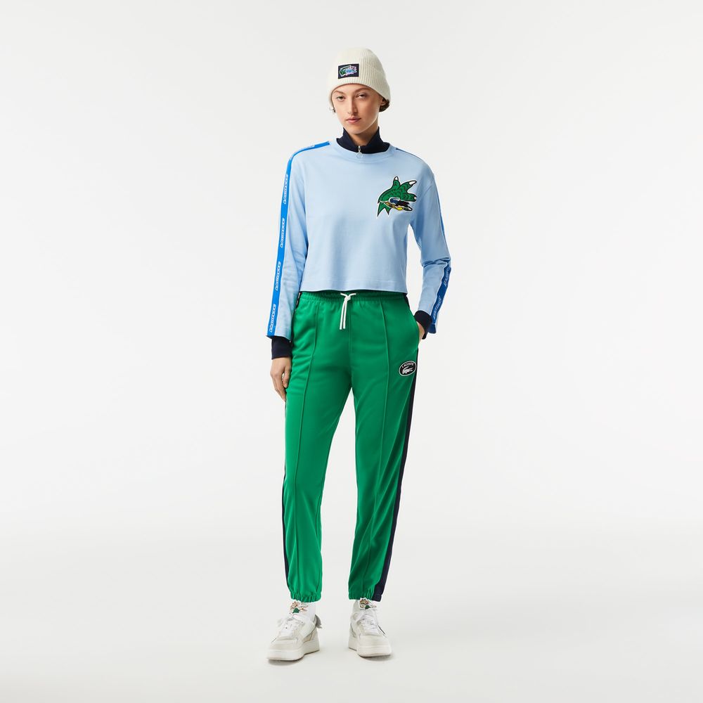 Pantalon de survêtement femme en mini piqué avec badge Lacoste Taille Vert