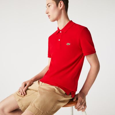 Men's Slim fit Lacoste Polo Shirt in petit piqué Taille Rouge