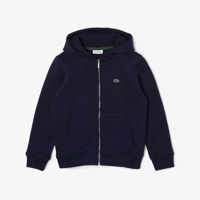 Sweatshirt zippé à capuche enfant Lacoste avec poche kangourou Taille ans Bleu Marine