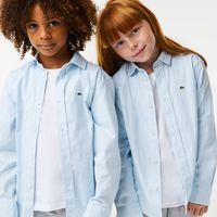 Chemise enfant imprimé rayures Lacoste en oxford de coton Taille ans Blanc/bleu