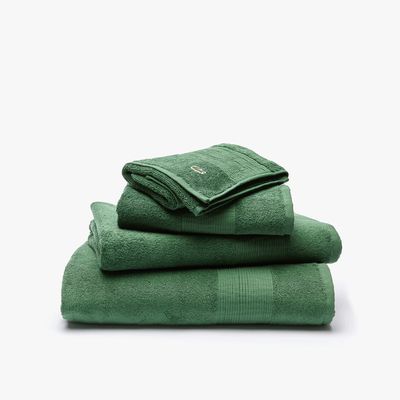 Lacoste Serviette de bain L Lecroco en coton avec détails plissés Taille x cm Vert
