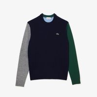 Lacoste Pull homme regular fit color-block avec manche contrastée Taille Bleu Marine/gris Chine/vert/bleu