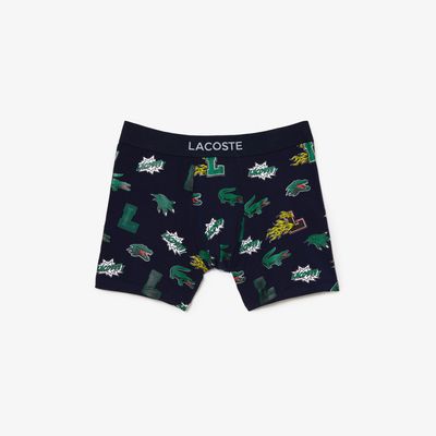 Boxer long homme Lacoste Holiday en coton biologique Taille Bleu Marine/blanc