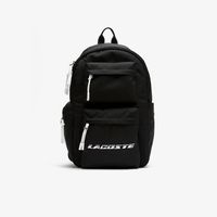 Sac à dos unisexe Lacoste avec inscriptions contrastées Taille Taille unique Noir Blanc