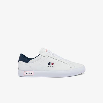 Lacoste Sneakers Powercourt homme en cuir tricolore Taille Blanc/marine/rouge