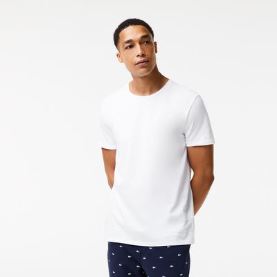 Lacoste Pack de 3 t-shirts d'intérieur à col rond en coton uni Taille Blanc