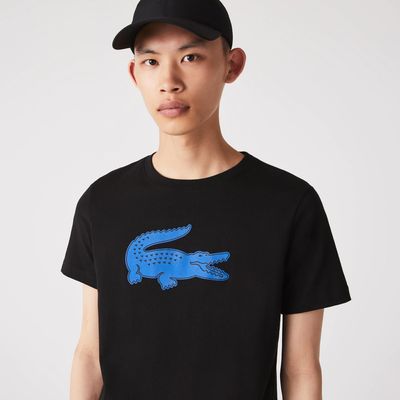 T-shirt Lacoste Sport en jersey respirant imprimé crocodile 3D Taille Noir/bleu